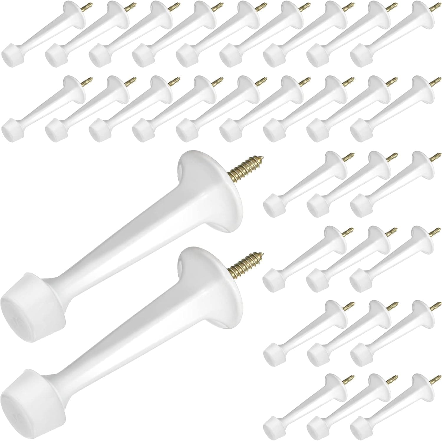 36 Pieces Door Stop Heavy Duty Solid Rigid Door Stoppers with Soft Rubber Tip Zinc Die Cast Doorstop Wall Mount Door Stoppers for Bottom of Door Protect Wall and Door from Damage (White)