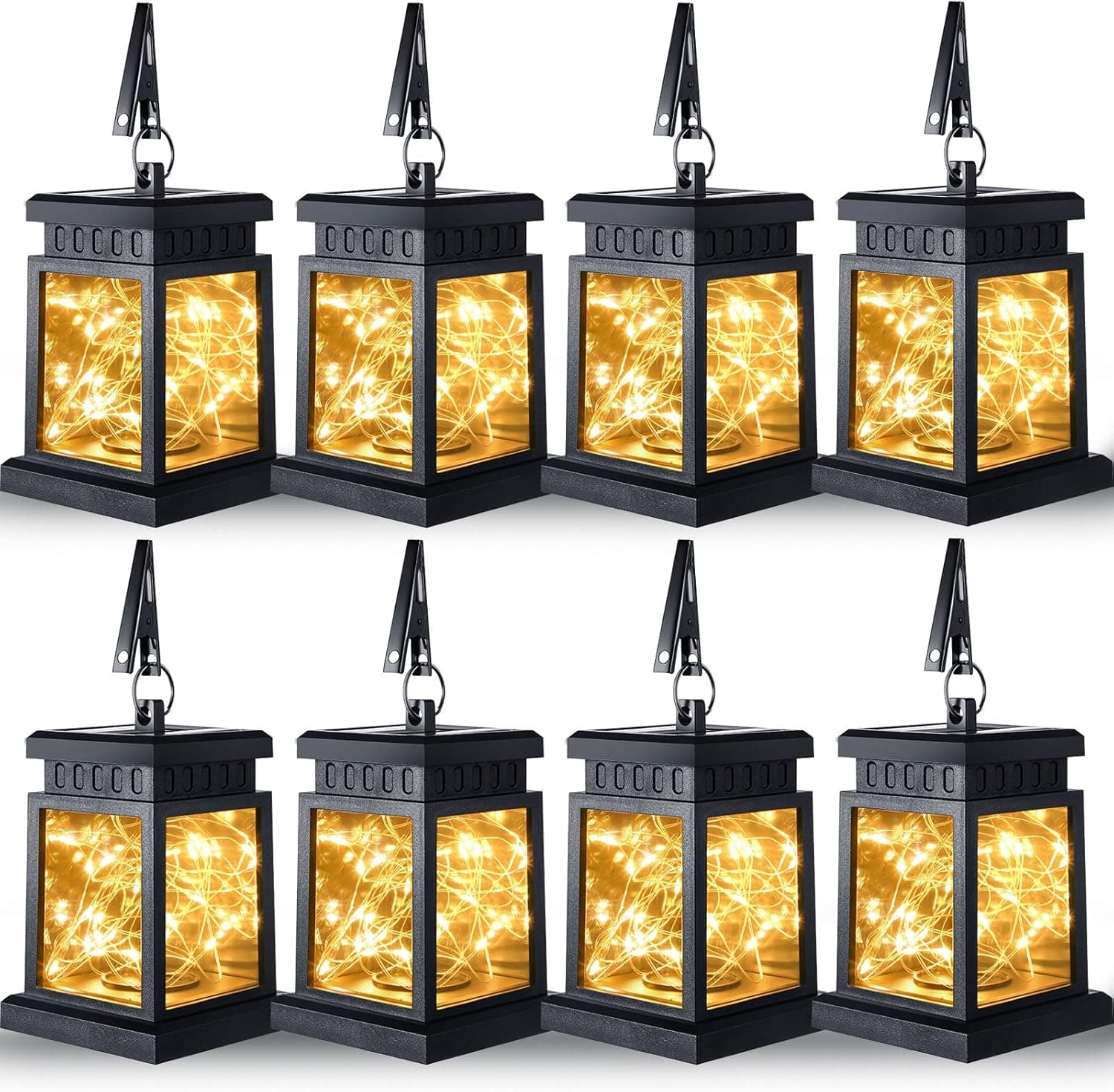 Pieces Solar Hanging Lantern Outdoor with 30 LED Lights Waterproof Solar Lantern Decorative Solar Powered Lights for Tree Patio Yard Garden Tree Camping Porch