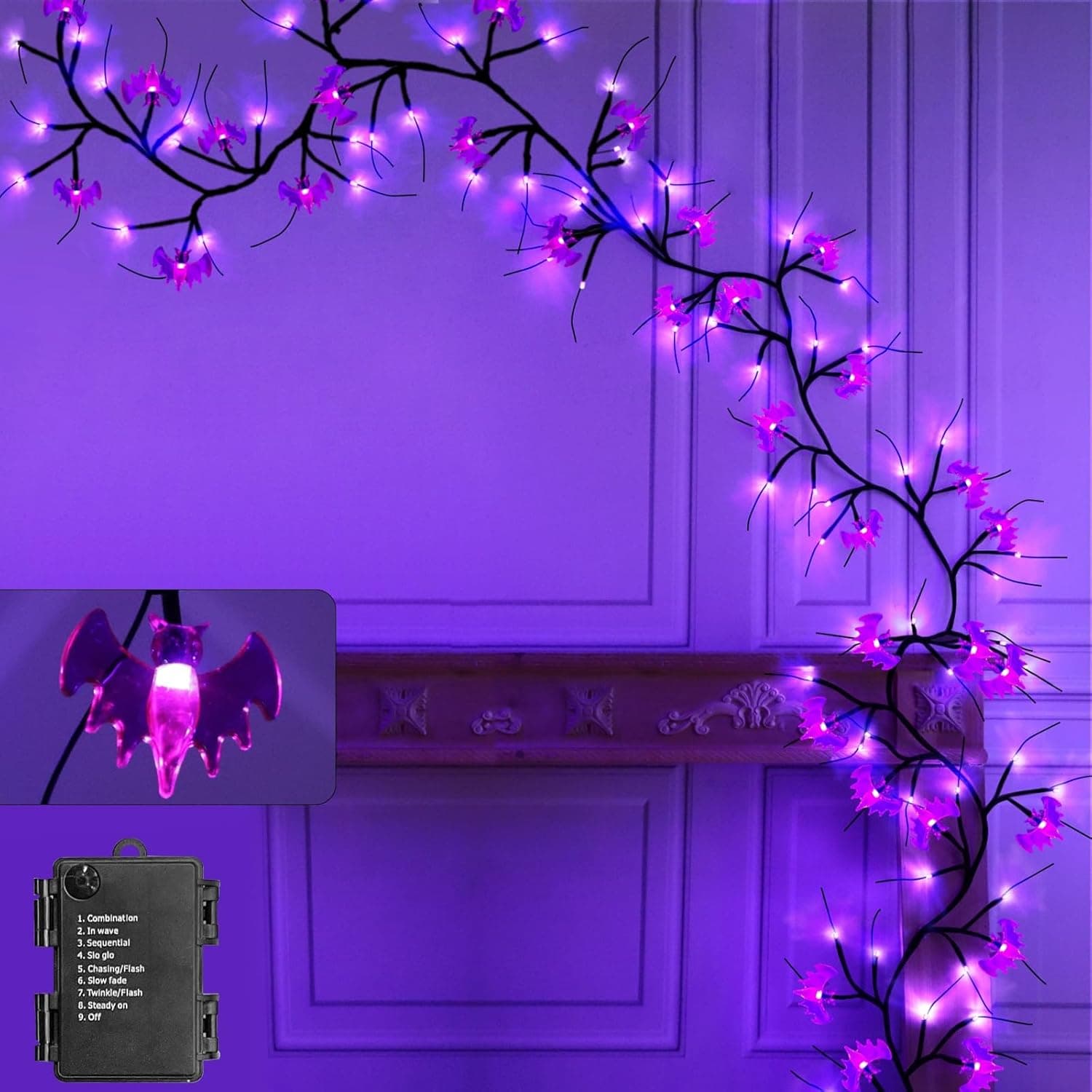 6 Ft Halloween garland with 45 LED lights battery-operated