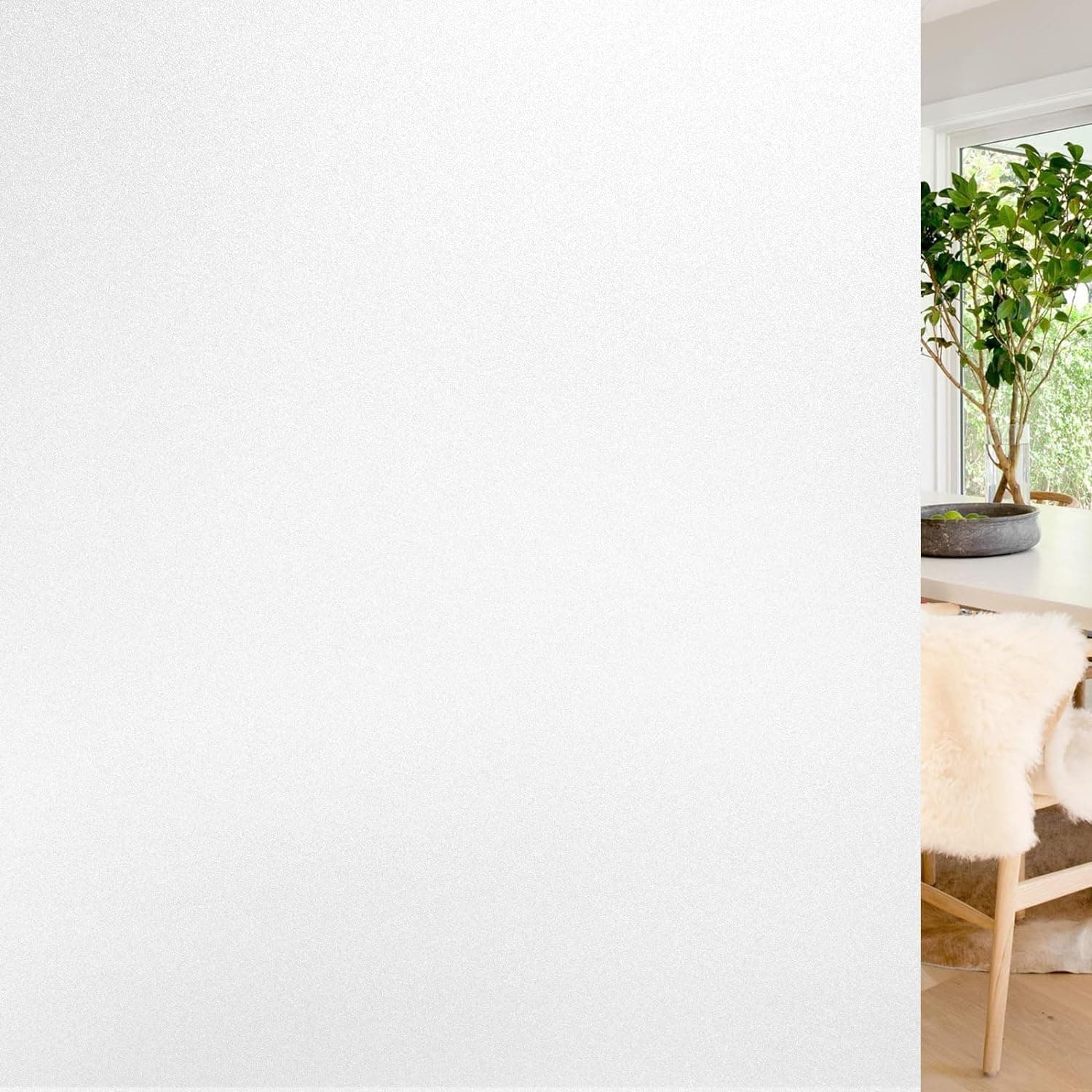 Rabbitgoo Window Privacy Film Non-Adhesive Frosted Glass 23.6" x 78.7" (Matte White)