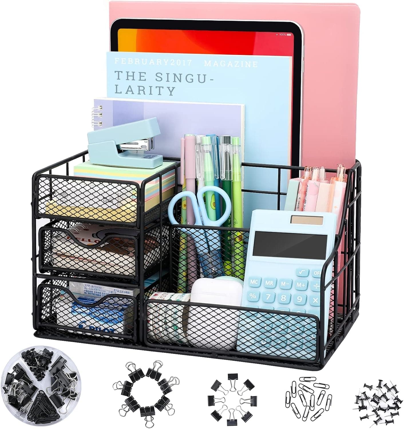 Desk Organizer with Drawers, 7 Slots & 72 Accessories