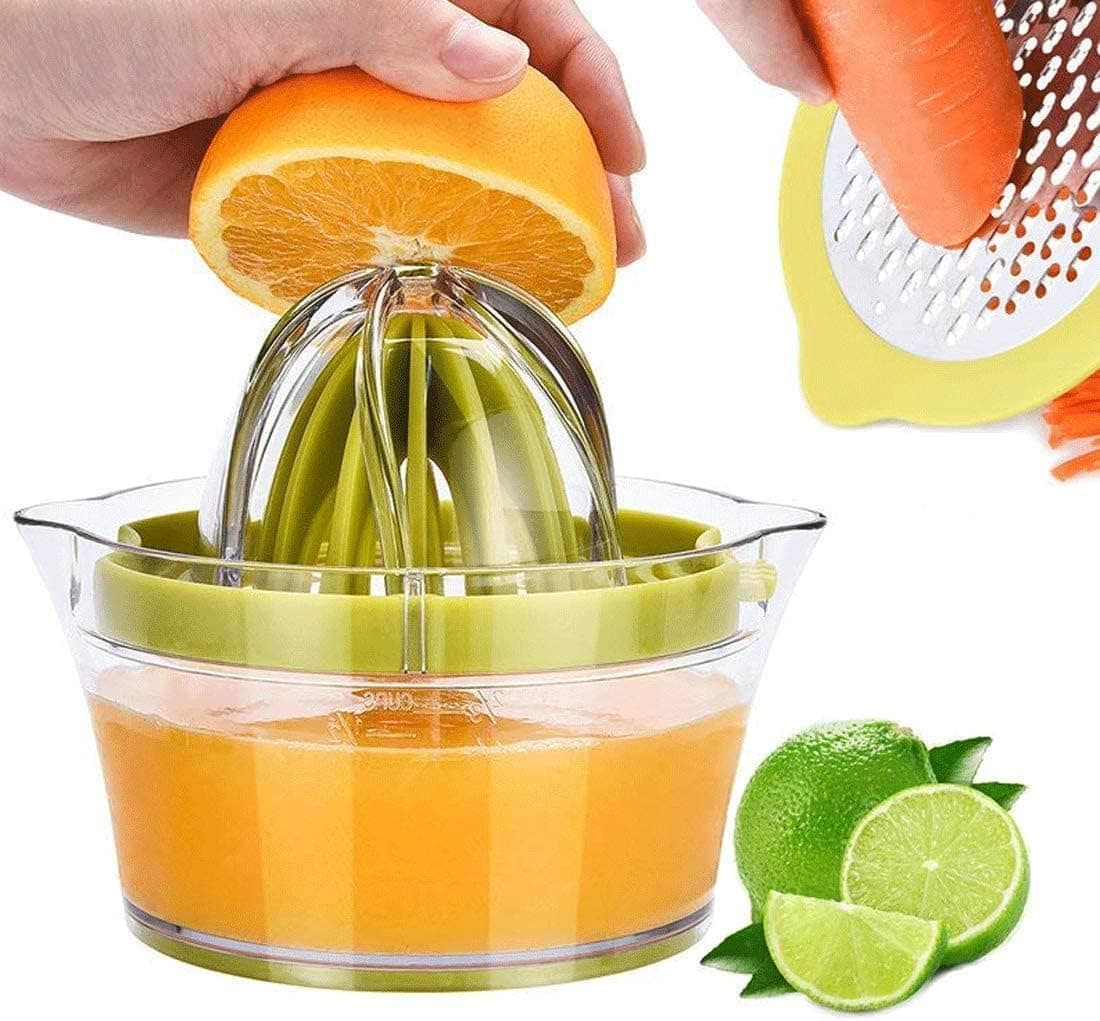 Citrus Lemon Orange Juicer Manual Hand Squeezer with Built-in Measuring Cup and Grater