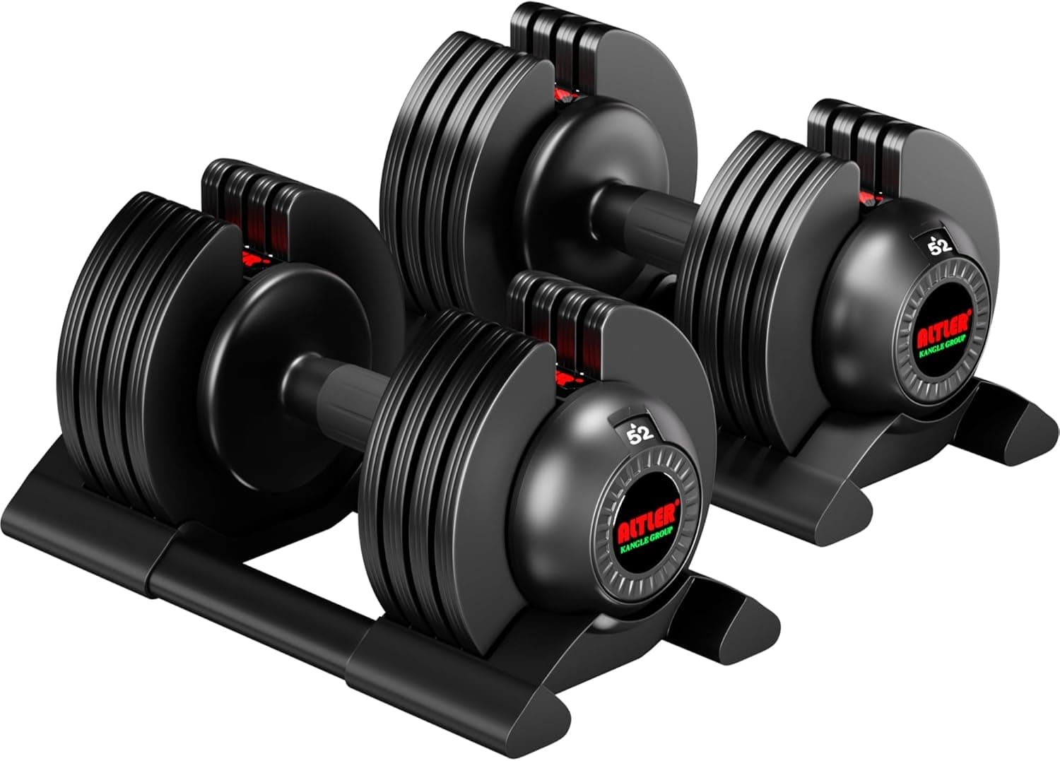 52lb Adjustable Dumbbell Set with Tray for Home Workout