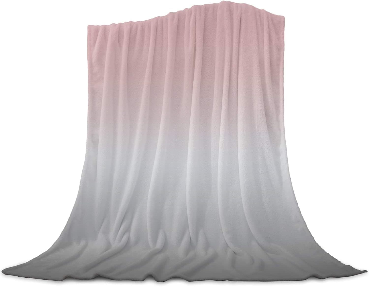 Fleece Blanket Warm Pink and Grey Ombre Throw Blanket Pink Grey Fuzzy Bed Blanket Comfy Microfiber Flannel Blanket,Lightweight Pink and Gray Gradient Blanket for Couch,Bed,Sofa,40x50 Inch