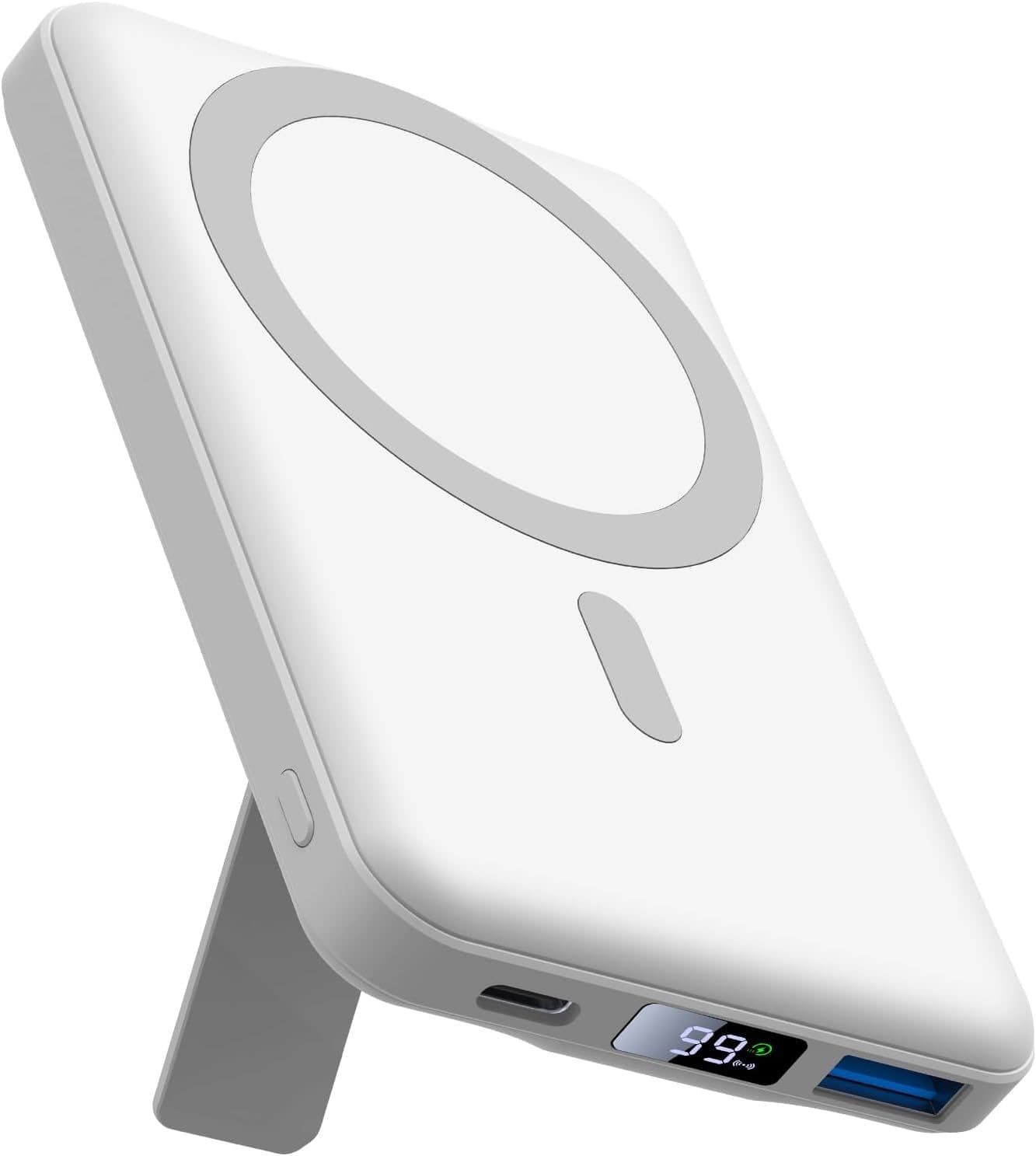 AOGUERBE for Magsafe Battery Pack, 10000mAh Magnetic Power Bank 15W Wireless Portable Charger