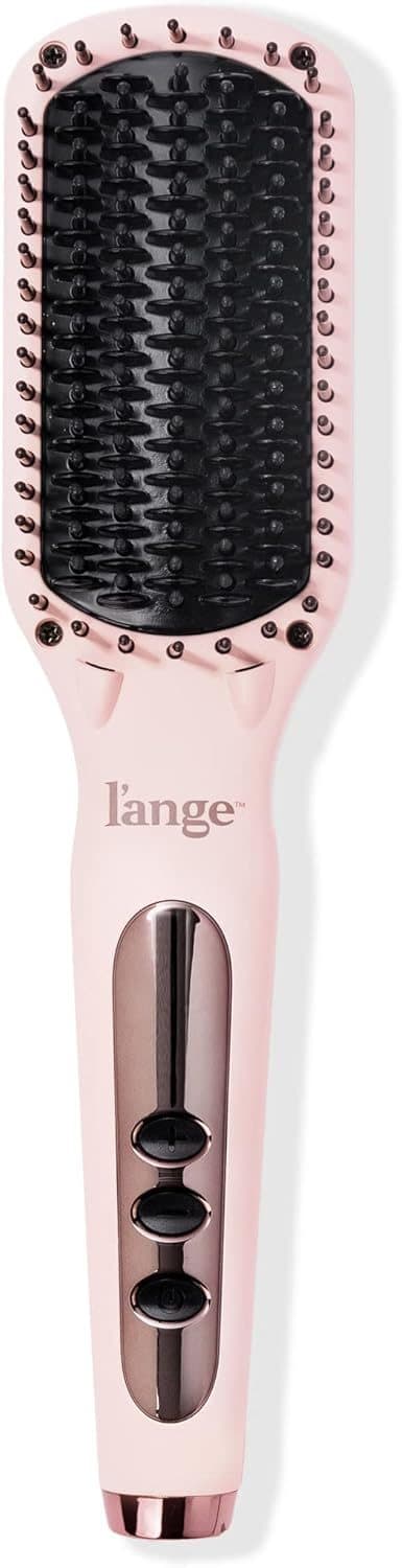 L'ANGE HAIR Le Vite Straightening Brush - For Smooth, Anti Frizz Hair - Dual-Voltage Electric Brush Straightener (PINK)