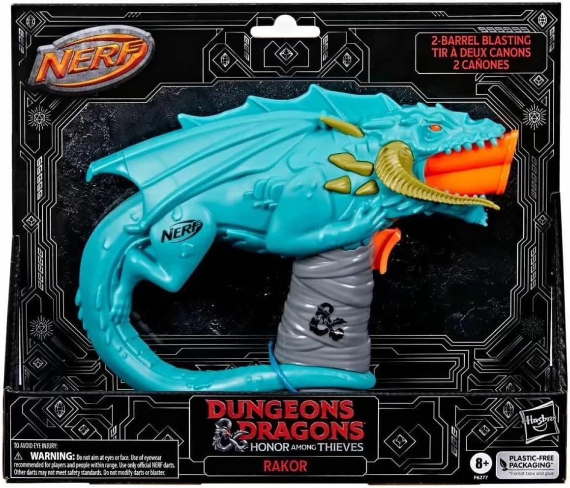 Nerf Dungeons & Dragons Rakor Blaster, 4 Elite 2.0 Darts, Kids Outdoor Games, D&D Blaster Toys