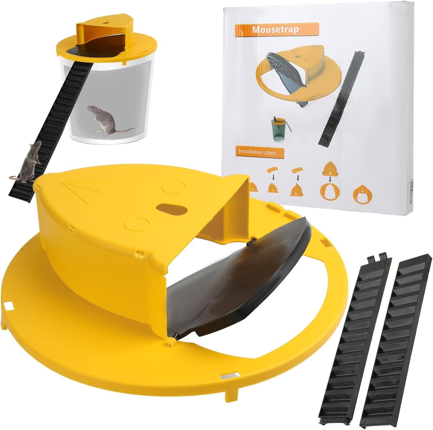 Mouse Trap Bucket Bucket Lid Mouse Trap, 5 Gallon Bucket Compatible,1 Pack Mouse Catching Tool, Trap Door Style, Multi Catch, Auto Reset, Indoor Outdoor