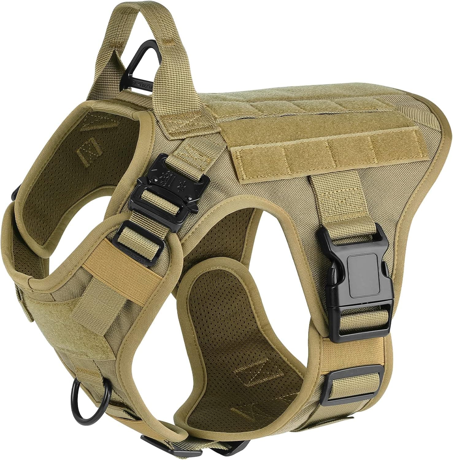Tactical No-Pull Dog Harness for Large Dogs, Brown, M
