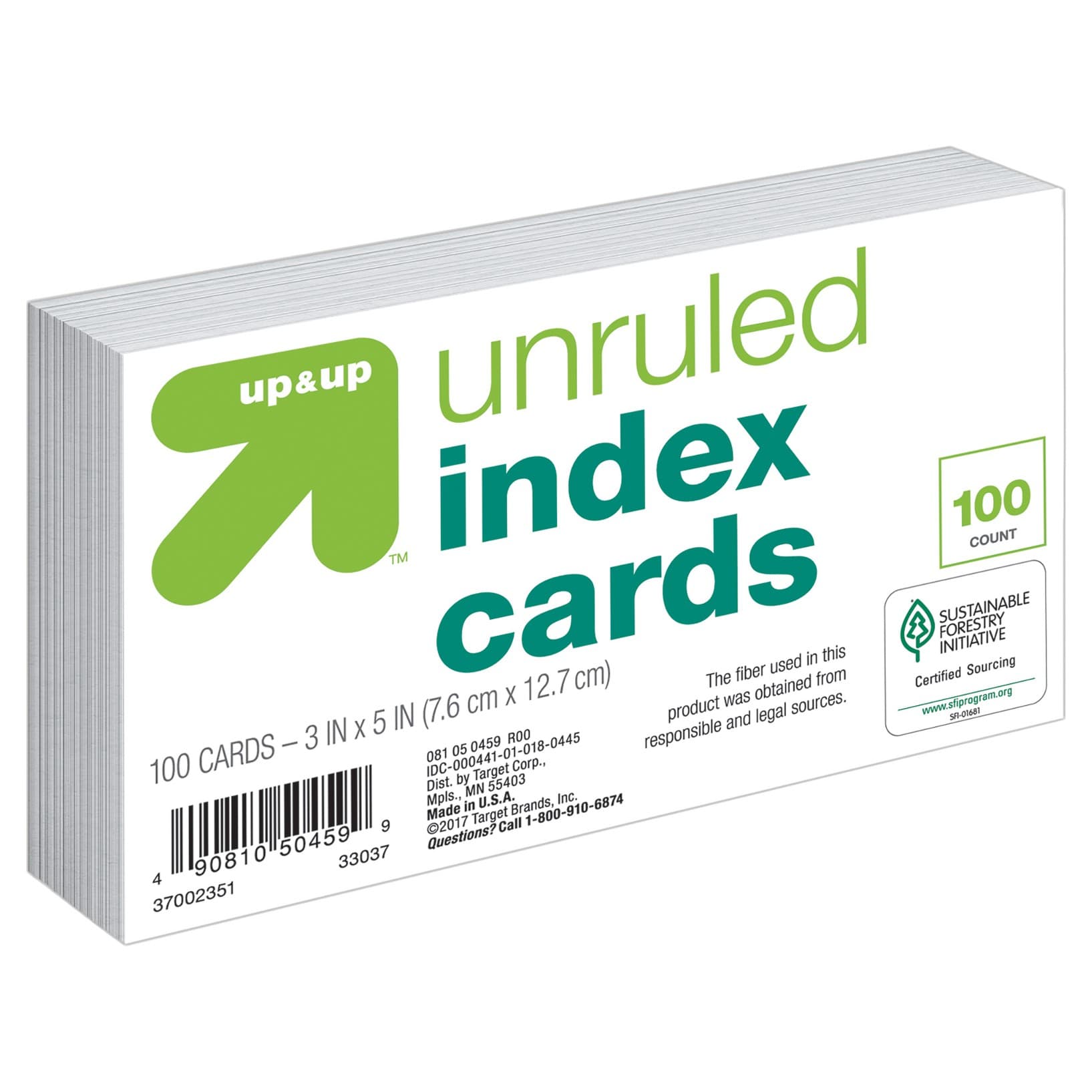 100ct 3" x 5" Unruled Index Cards White - up&up™