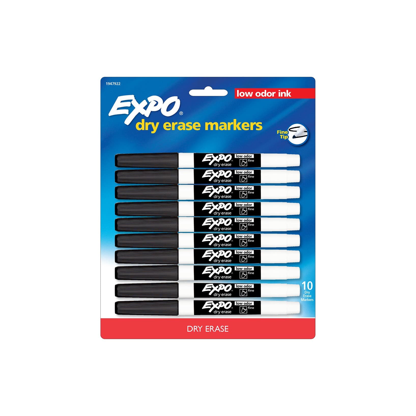 Expo 10pk Dry Erase Markers Fine Tip Black