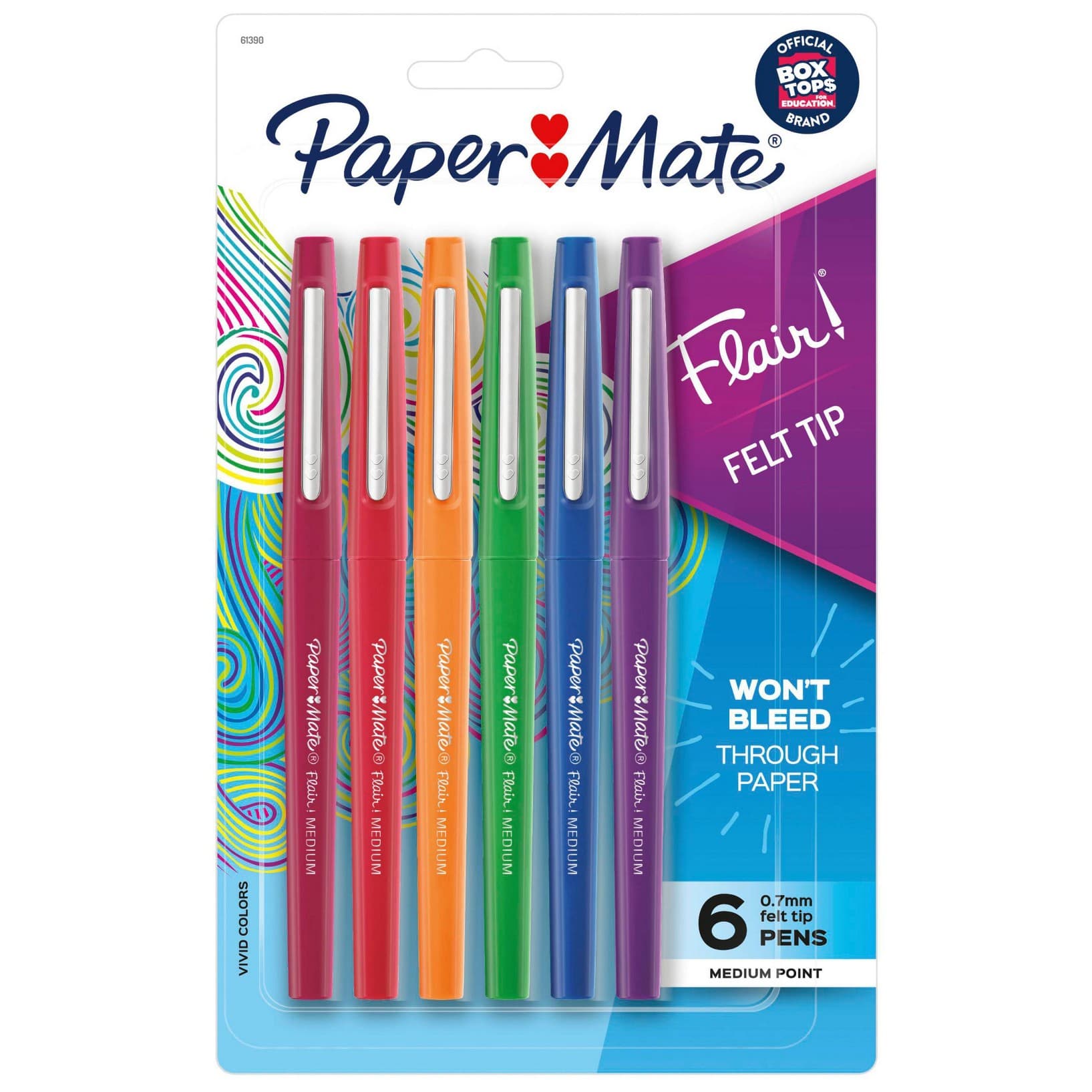 Paper Mate 6ct Pens Flair Core Medium Tip Assorted Colors