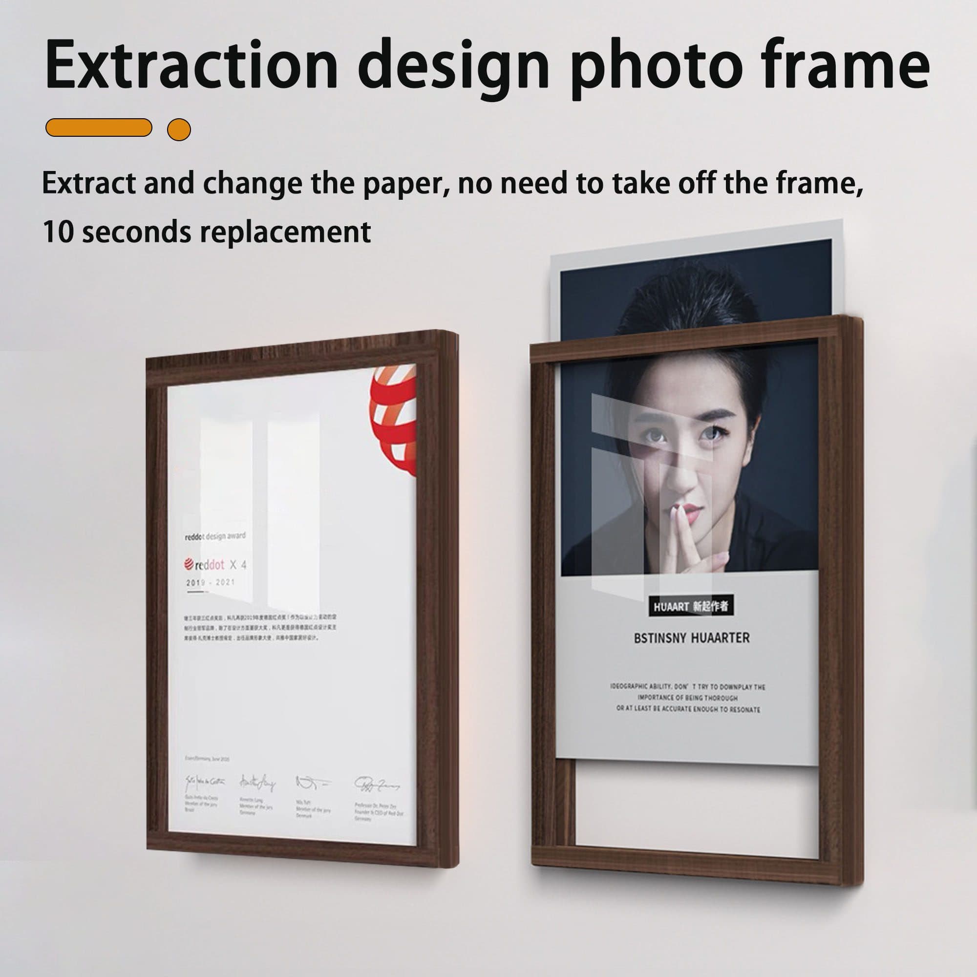 Picture Frame 11.7 x 16.5 inches Poster Frame No Hole Punch Wall Mounted Frame Wood Frame High Definition UV Acrylic Photo Frame For Prints Documents Home Living Gallery Decoration