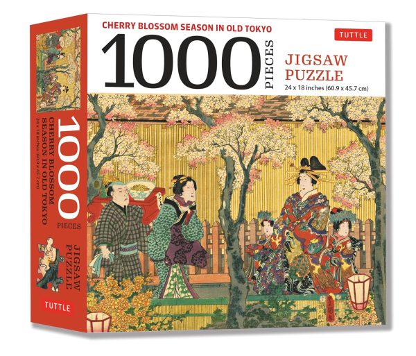 Cherry Blossom Season in Old Tokyo- 1000 Piece Jigsaw Puzzle: Woodblock Print by Utagawa Kunisada