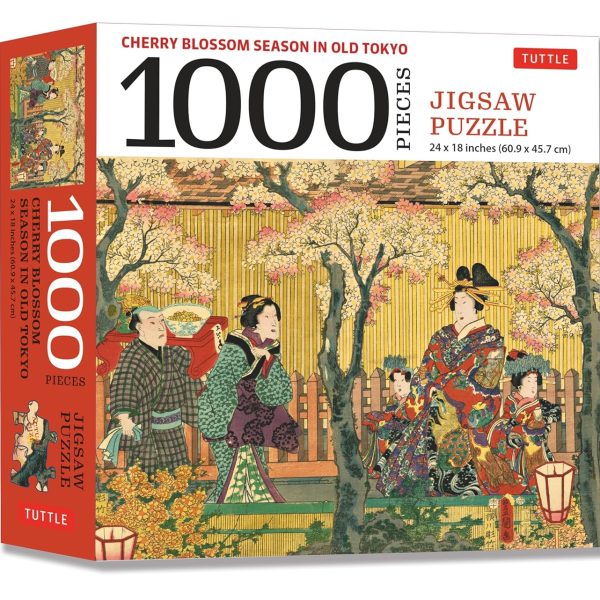 Cherry Blossom Season in Old Tokyo- 1000 Piece Jigsaw Puzzle: Woodblock Print by Utagawa Kunisada